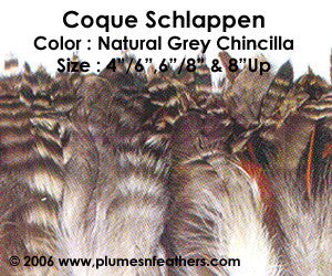 Natural Strung Grey Chinchilla Schlappen Feathers +4" ½ Oz.