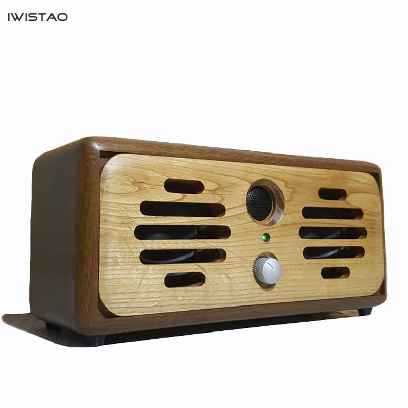 IWISTAO Bluetooth Speaker Handmade Vintage Pure Solid Wood 2x15W AUX U Disk MP3 WAV FLAC