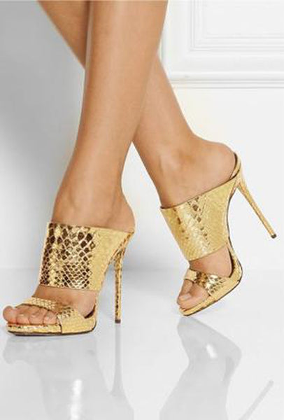 gold mule heels