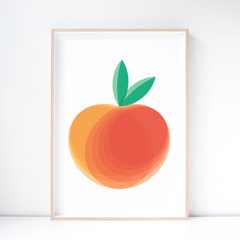 Summerset Peach Fruit Art Print Modern Wall Art By Hues Fables
