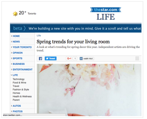 Spring Trends for your Living Room // Toronto Star Shibang Designs