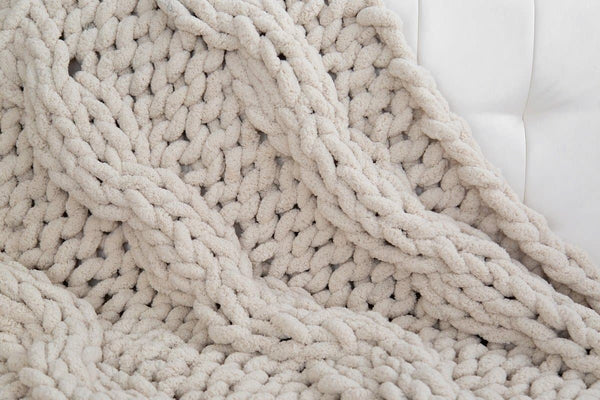 Chunky Knit Chenille Yarn Blanket Becozi 