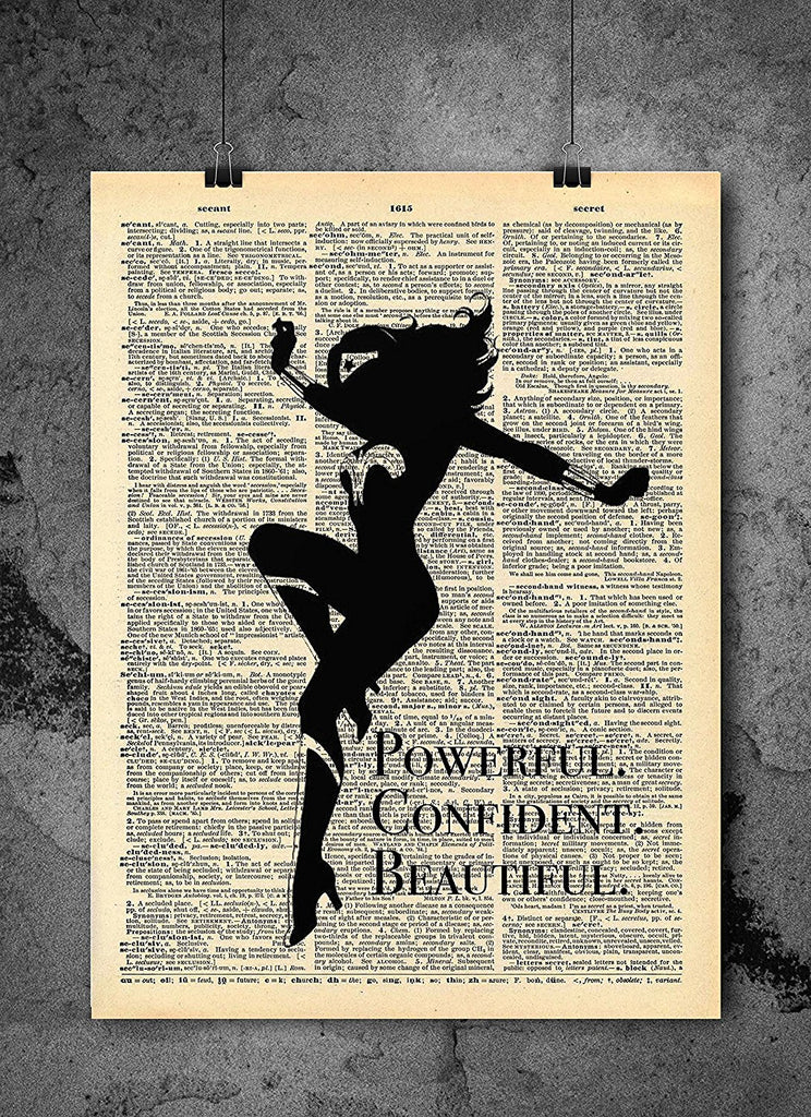 Wonder Woman Art Quotes Vintage Dictionary Wall Art Print - Confident