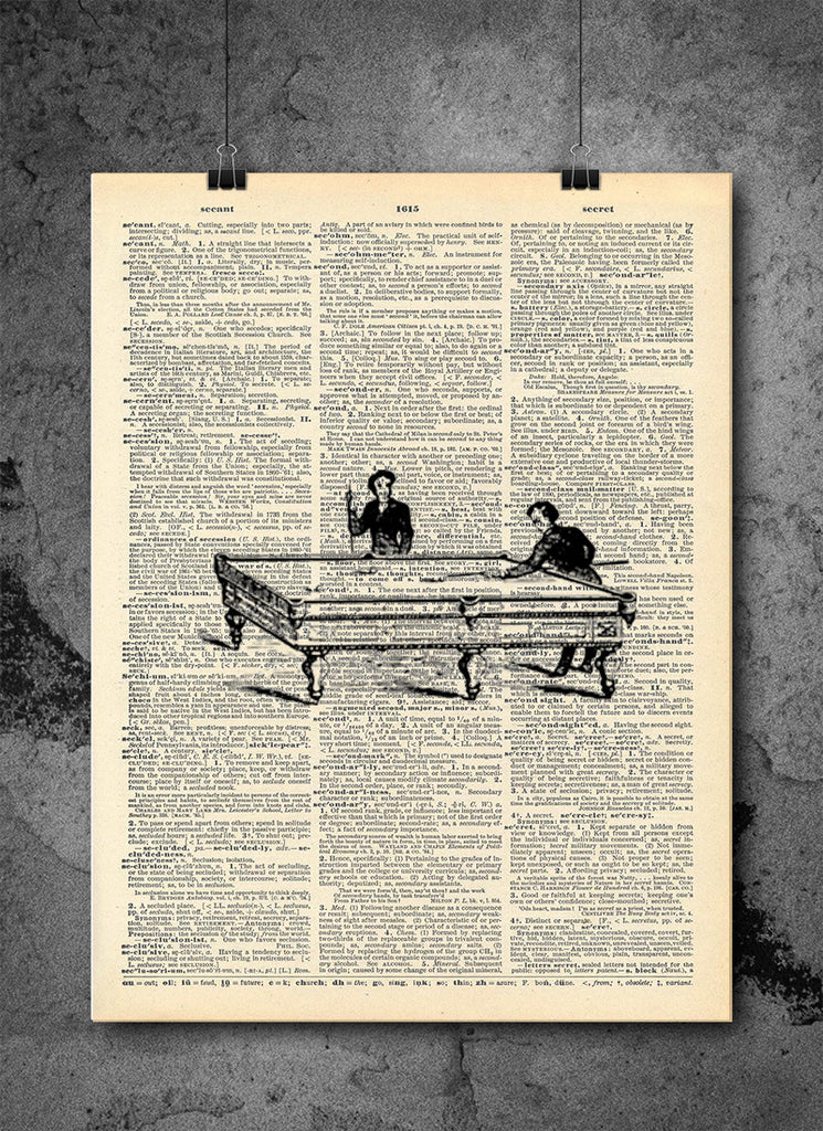 Billiards Old Pool Table Art Vintage Dictionary Wall Art Print Bil Local Vintage Prints