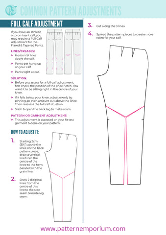 Full Calf Adjustment - Sewing Pattern Adjustment