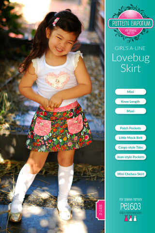 Girls Panelled A-line skirt sewing pattern