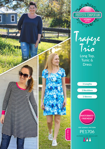 Trapeze swing top, tunic & dress sewing pattern by Pattern Emporium