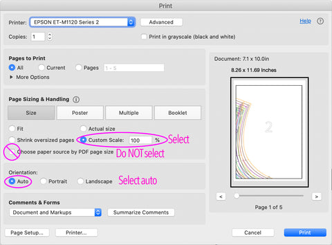 Printer settings for pdf sewing patterns Pattern Emporium