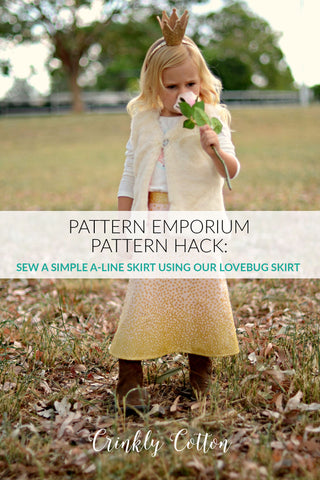 sew an easy A-line skirt using our Lovebug sewing pattern hack