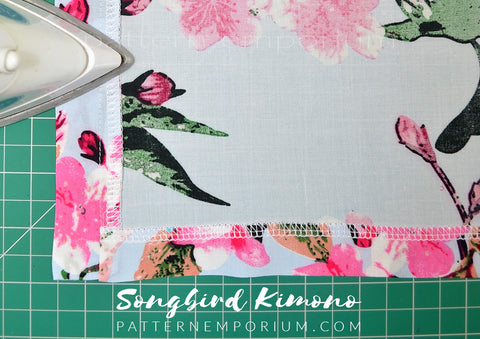 Ladies Songbird Kimono sewing pattern hack - extend the neck band
