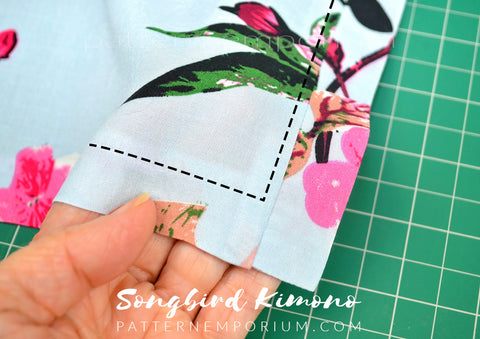 Ladies Songbird Kimono sewing pattern hack - extend the neck band