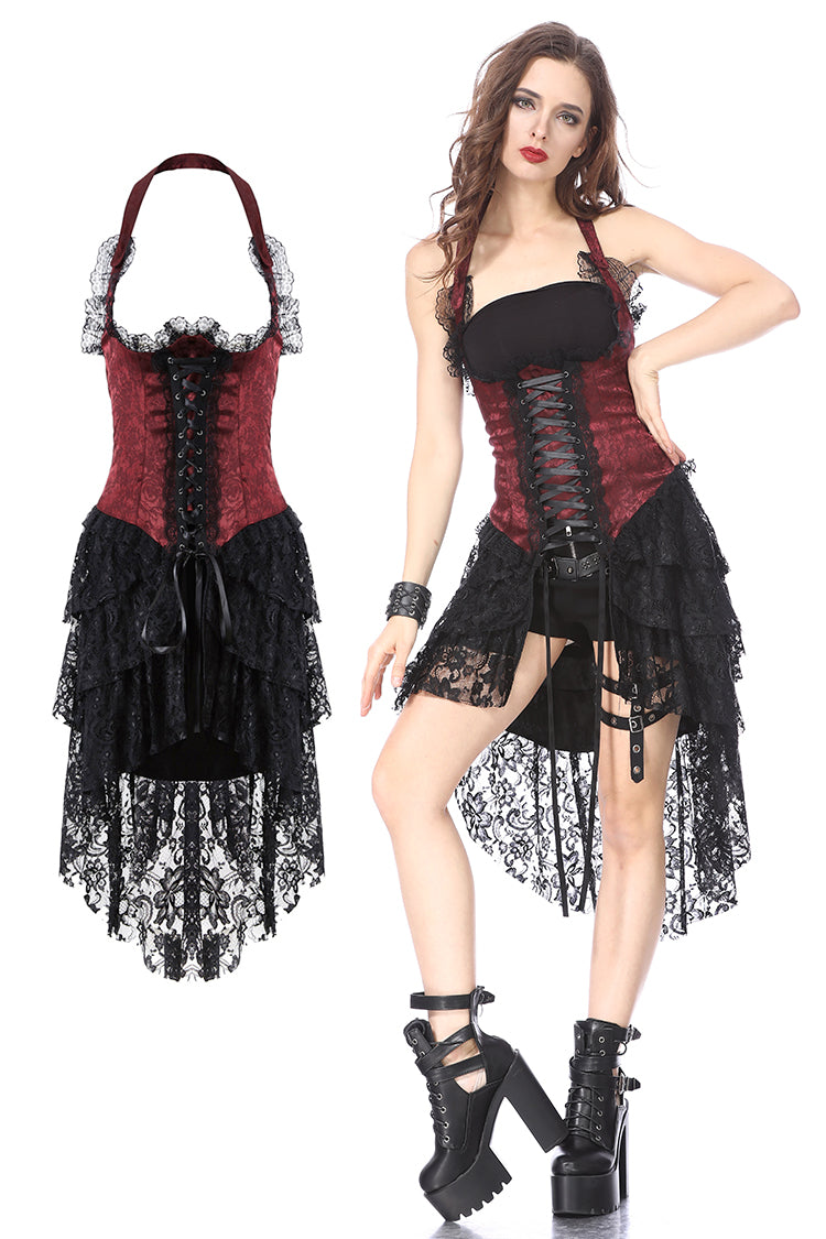 Rose Blooming Romantic Black Gothic Flower Off-the-Shoulder Corset