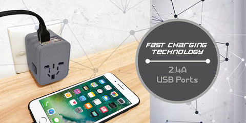 Travel adapter with USB ports