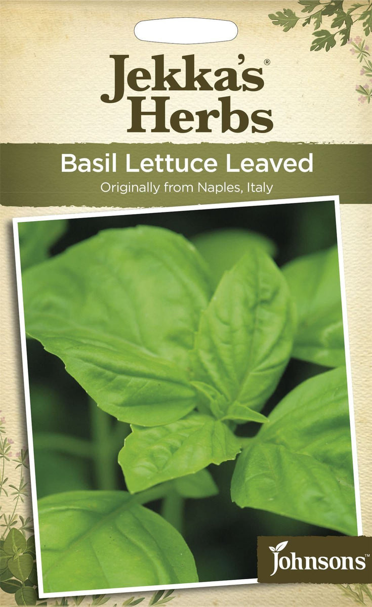 Jekka's Herbs 200 Seeds Basil Johnsons Basil Lettuce Leaved Pictorial Pack 