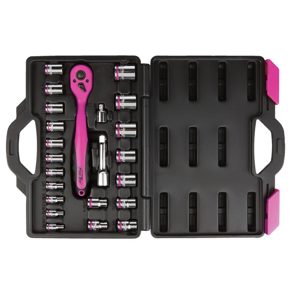 Pink Socket Set with 3/8" Ratchet