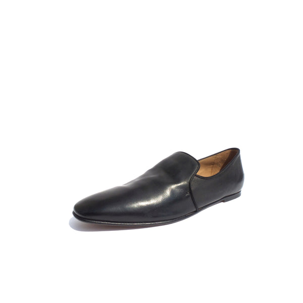 'Sold' $995 THE ROW Alys Black Calf Leather Satin Trim Loafers