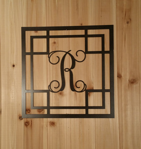 Wrought Iron Inspired Metal Wall Art with Three Monogrammed Initials – Sam&#39;s Metal Works