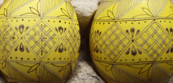 Gail Kozun-Bruckner pysanky waxed and dyed yellow