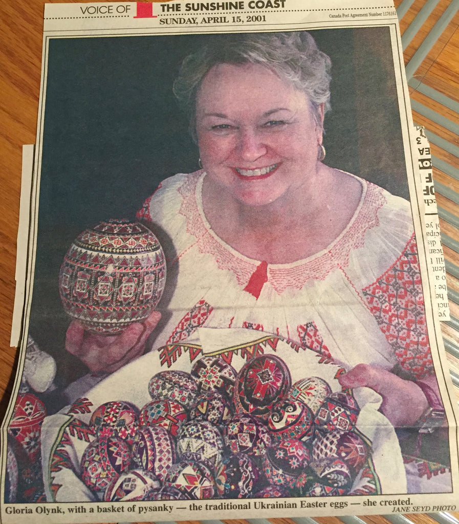 Gloria Olynyk with her Pysanky