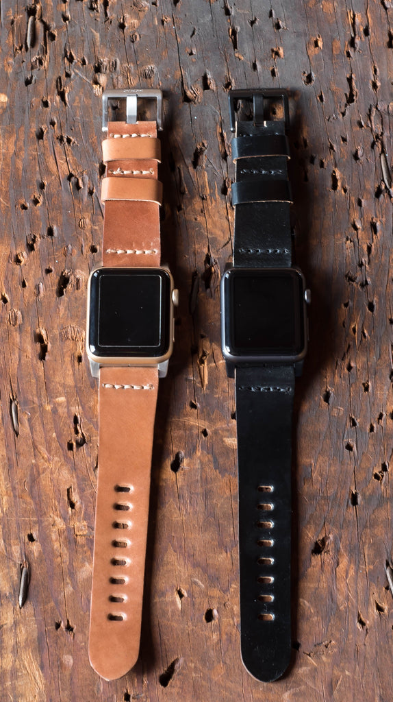Leather Apple Watch band in Horween shell cordovan