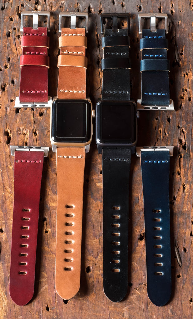 Apple Watch leather strap in Horween shell cordovan