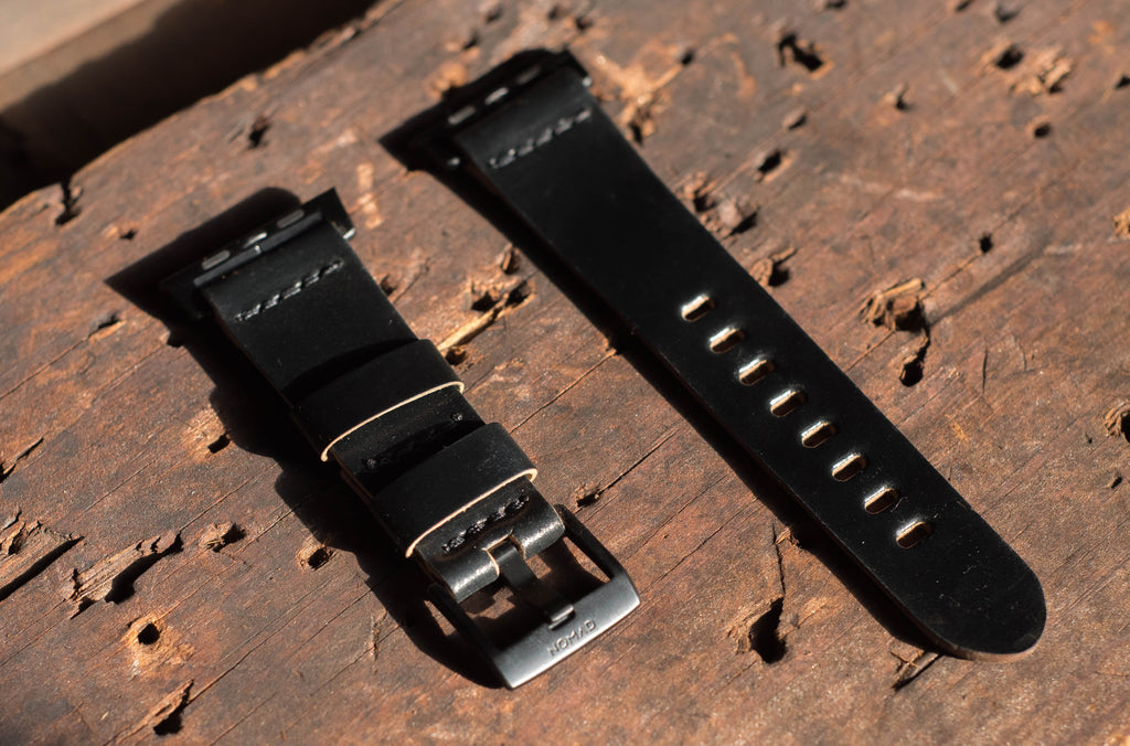 Leather strap for Apple Watch in premium Horween shell cordovan black