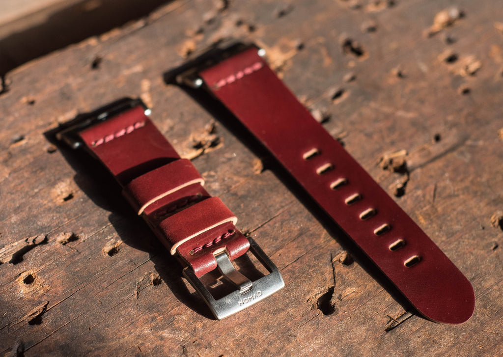 Garnet shell cordovan band for Apple Watch