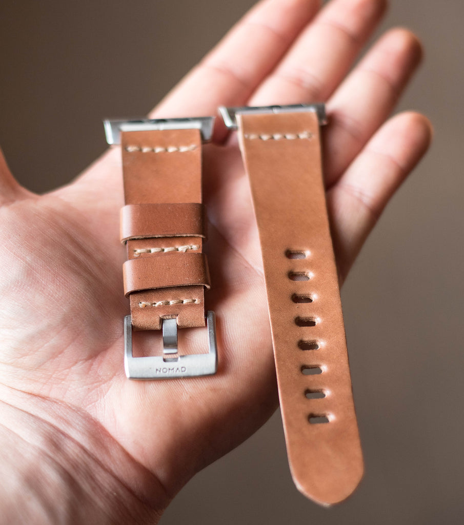 natural Horween shell cordovan leather Apple Watch strap