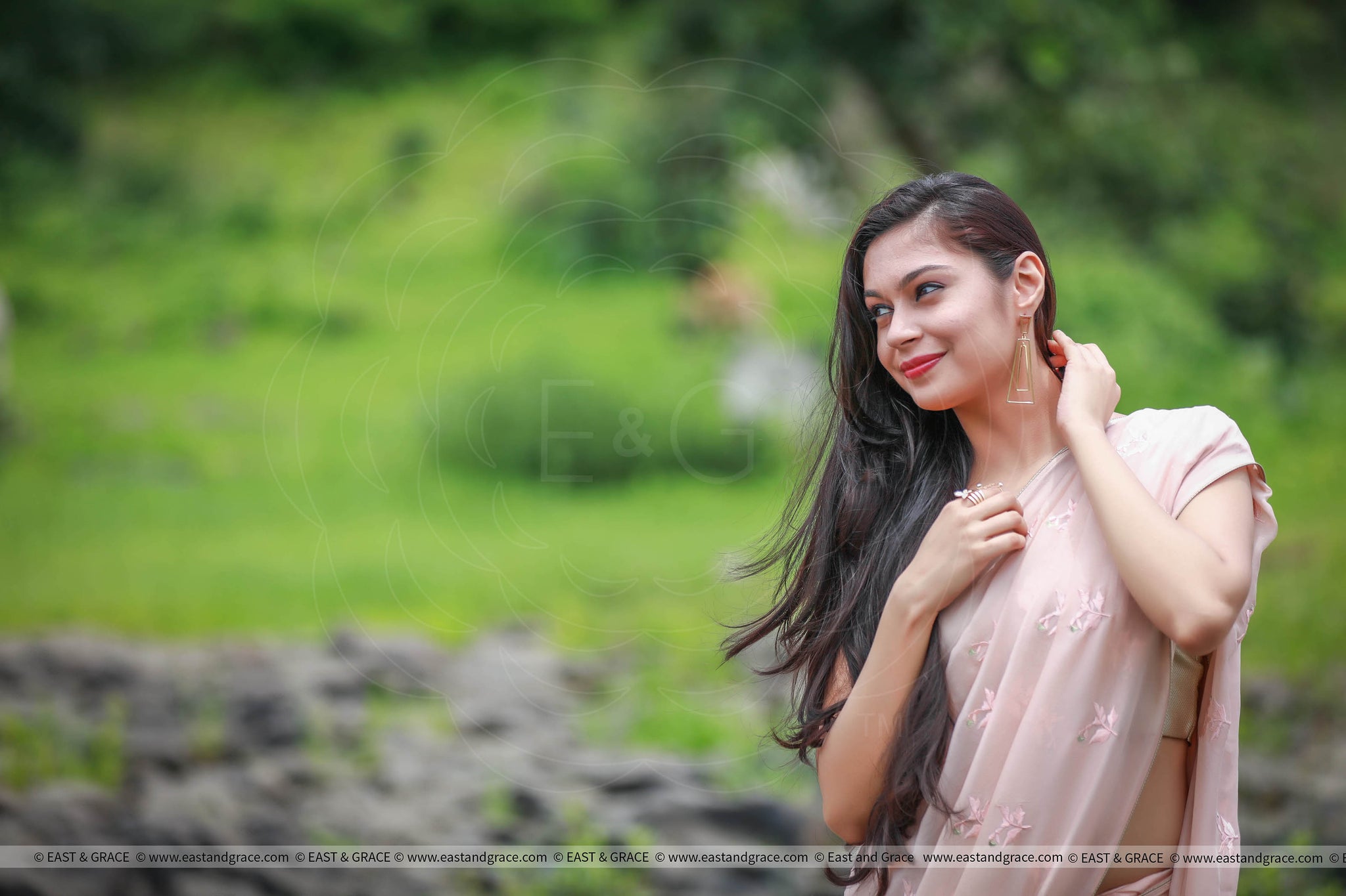 Peach Sorbet and Pearls Pure Silk Chiffon Saree