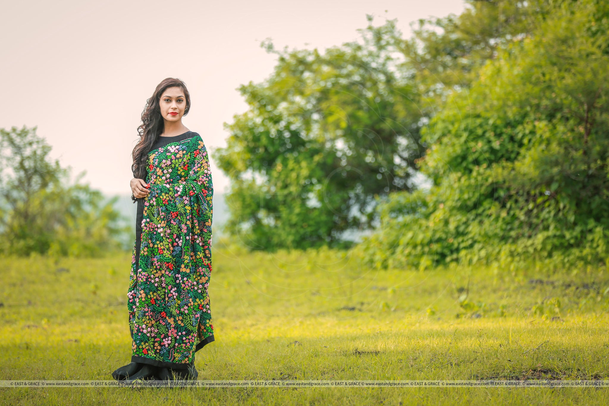 Mille Fleurs/A Thousand Flowers Pure Silk Chiffon Saree