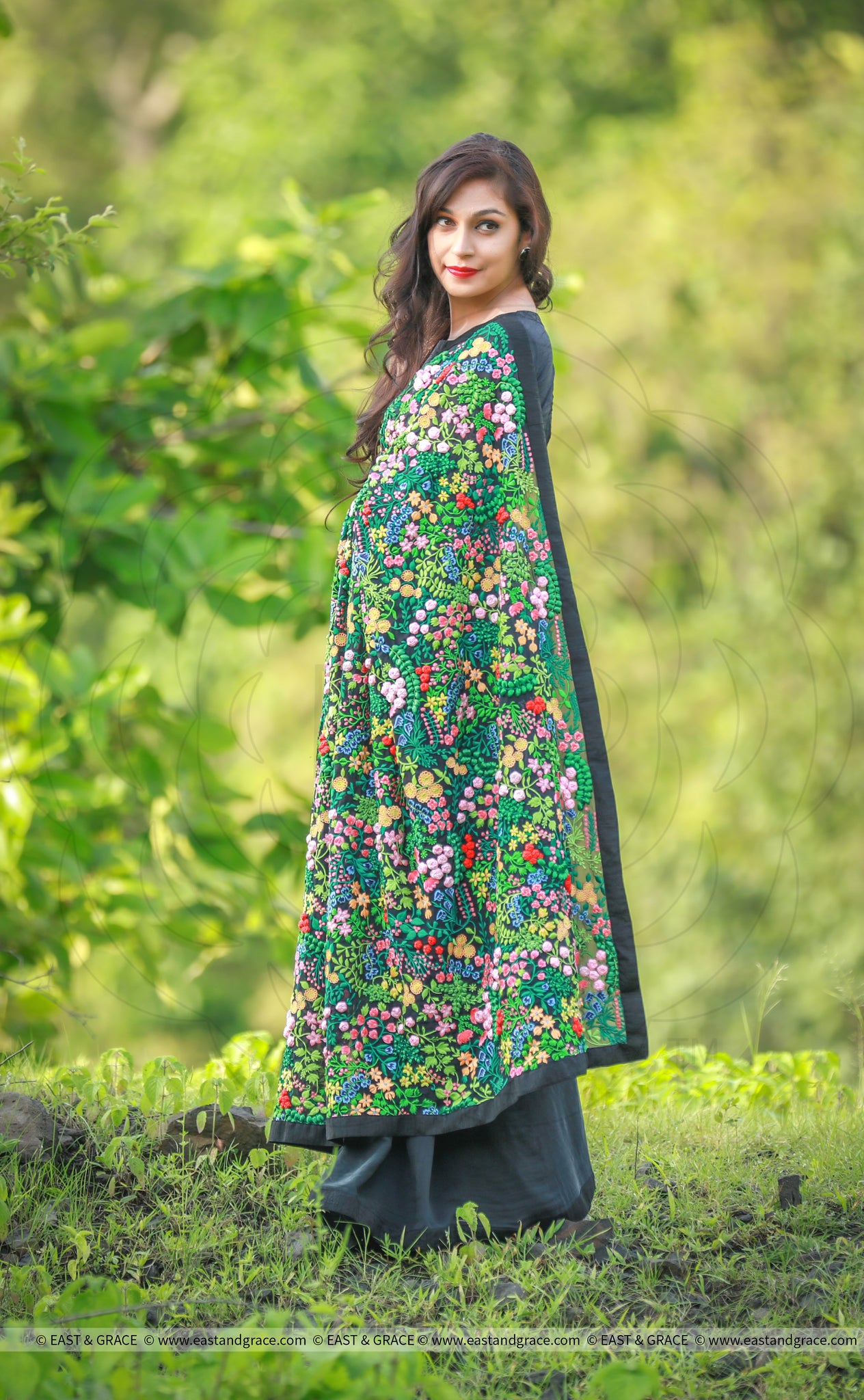 Mille Fleurs/A Thousand Flowers Pure Silk Chiffon Saree