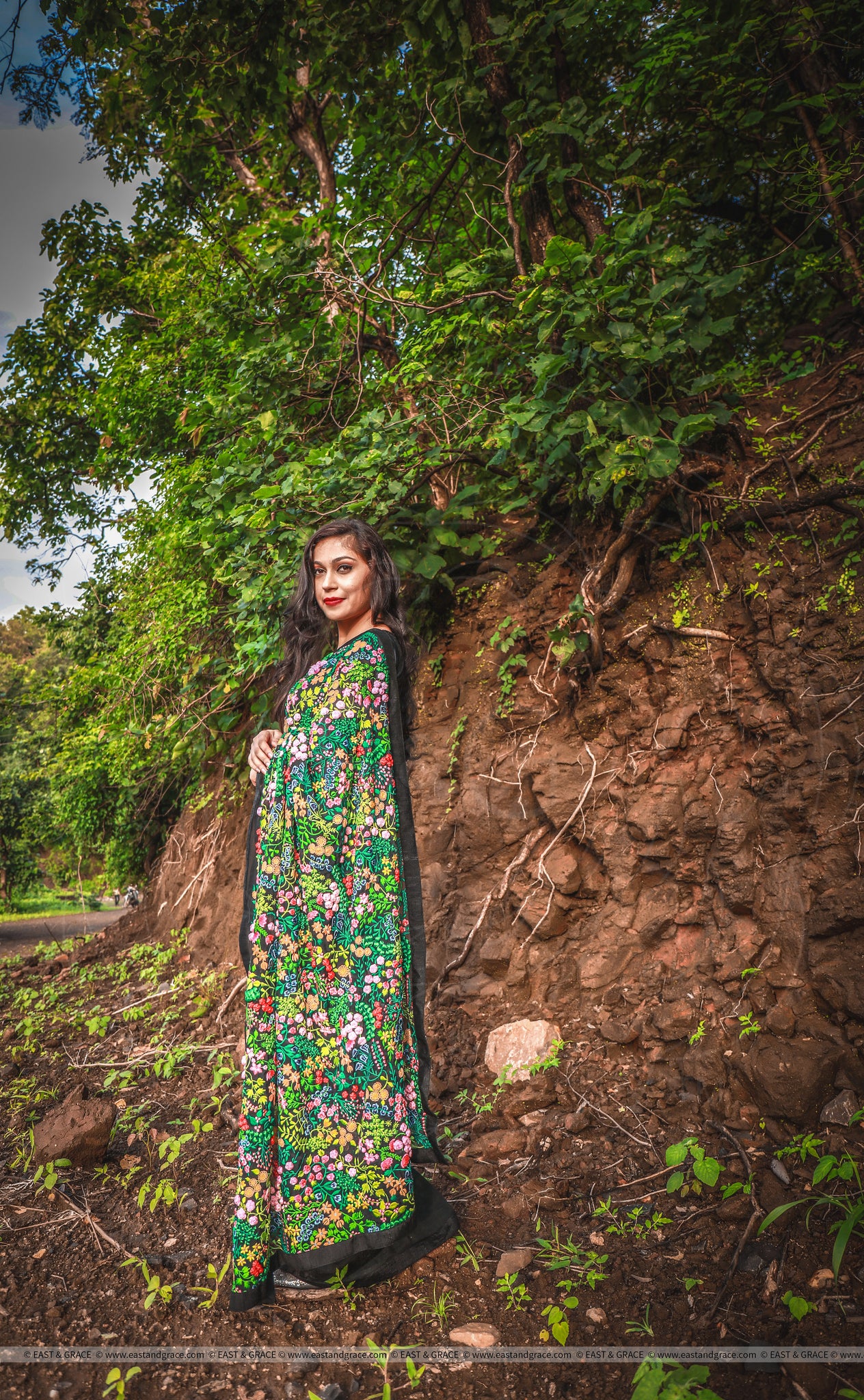 Mille Fleurs/A Thousand Flowers Pure Silk Chiffon Saree