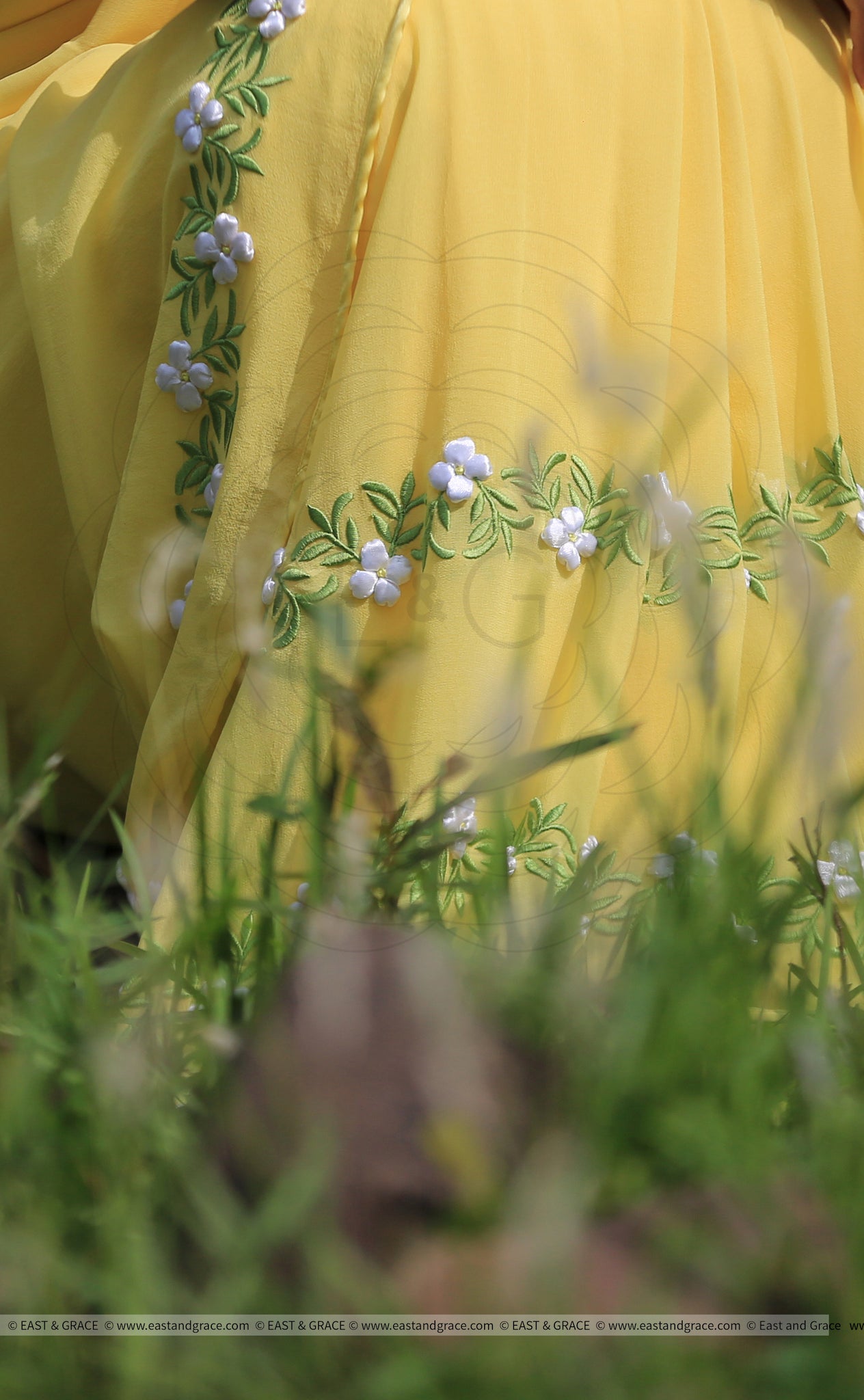 Pastel Yellow Pure Georgette Buttercup Ribbon-work Saree