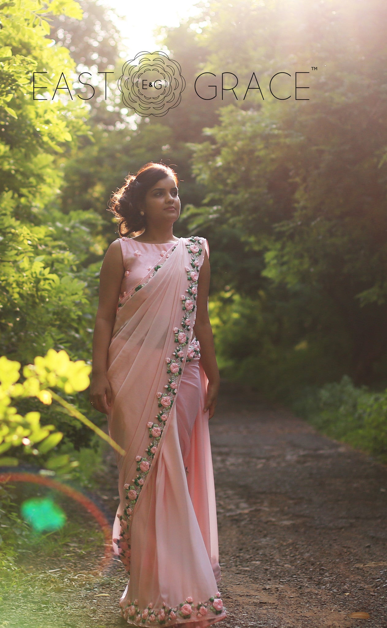 Pink Pure Flat Silk Chiffon Saree