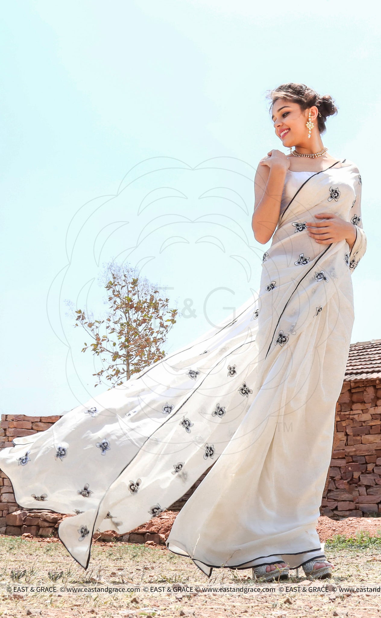 Iris Pure Chiffon Pure White Saree