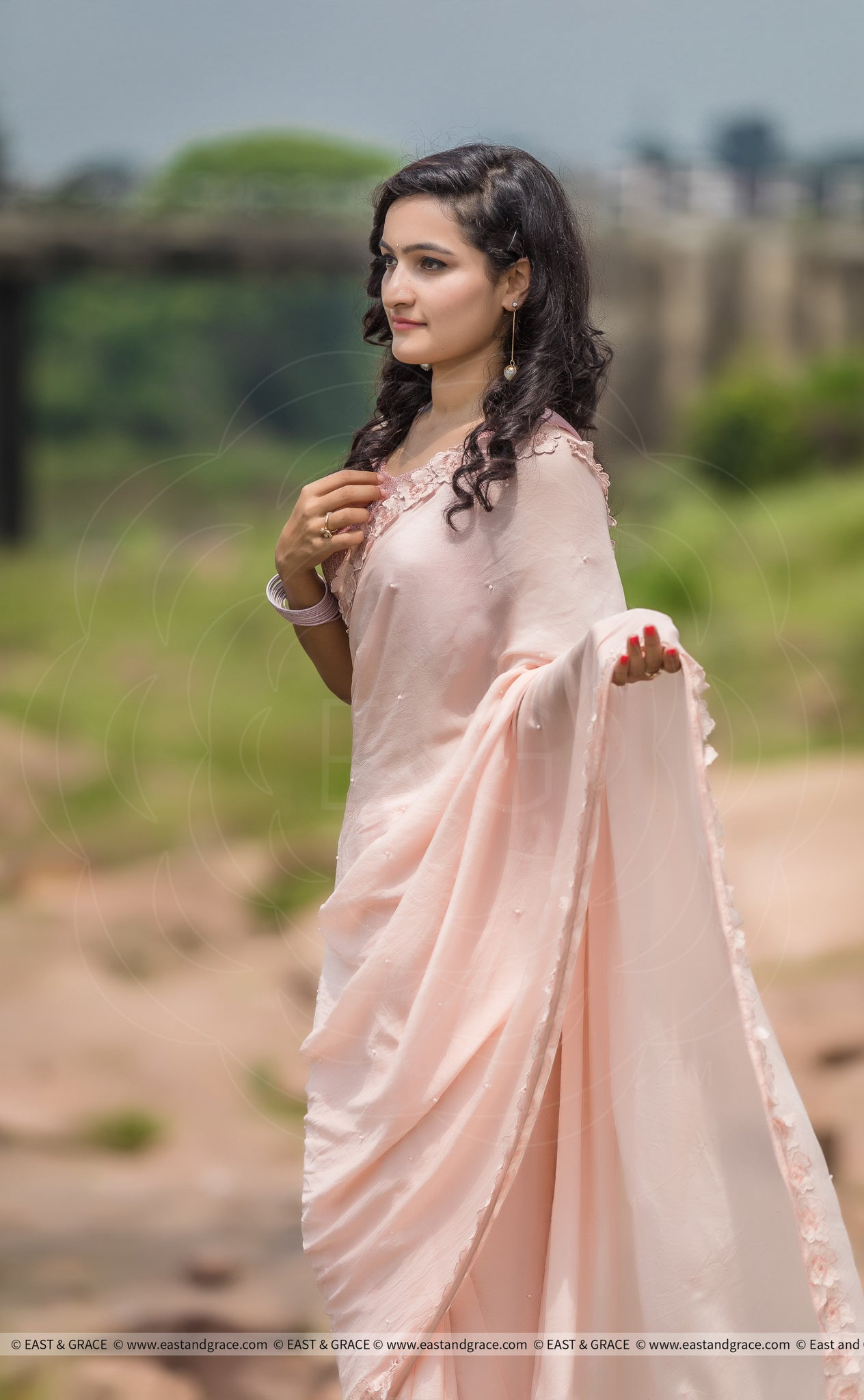 Rose Dust Pure Silk-Chiffon Saree with Raw-Silk Cutdana Embroidered Blouse