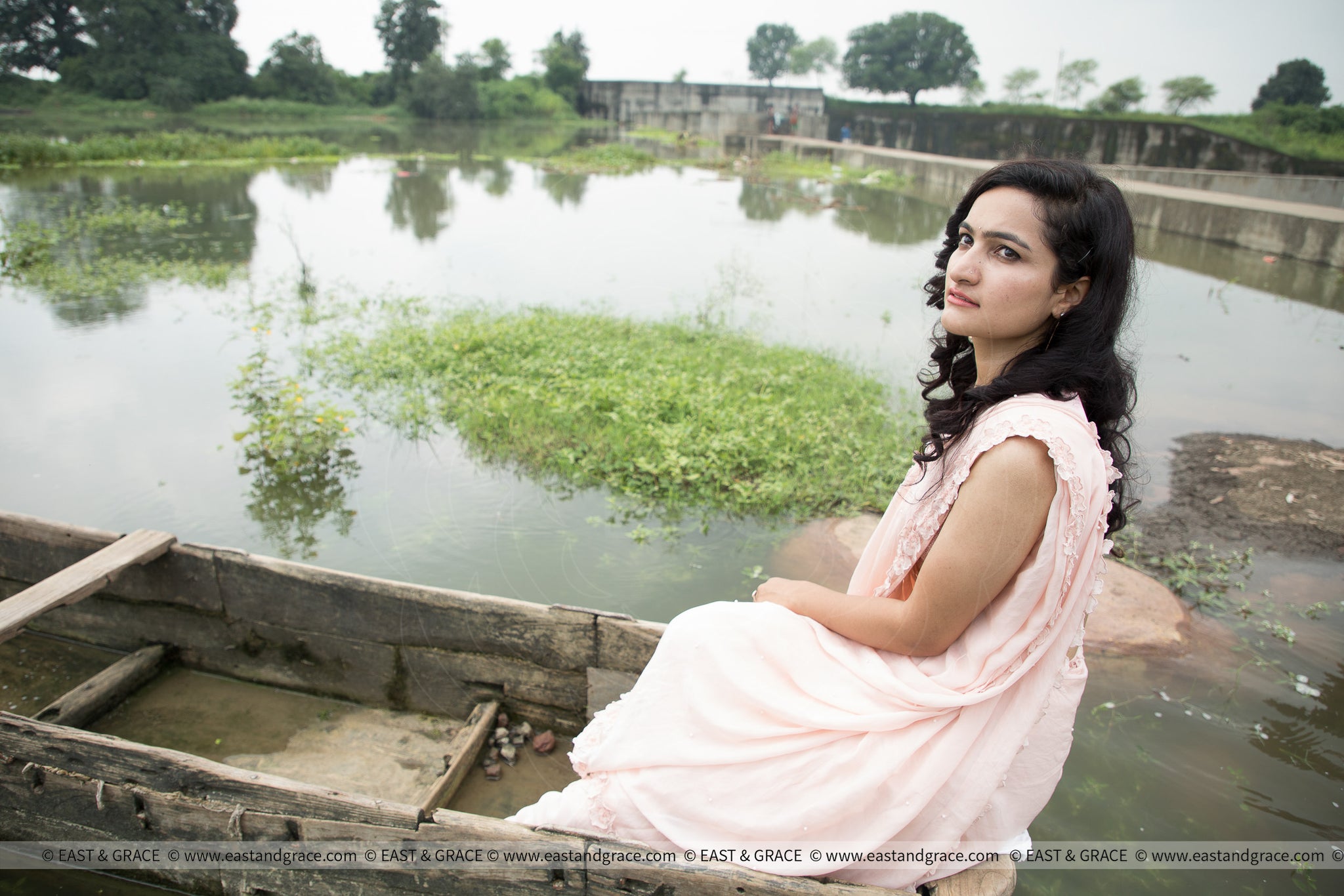 Rose Dust Pure Silk-Chiffon Saree with Raw-Silk Cutdana Embroidered Blouse