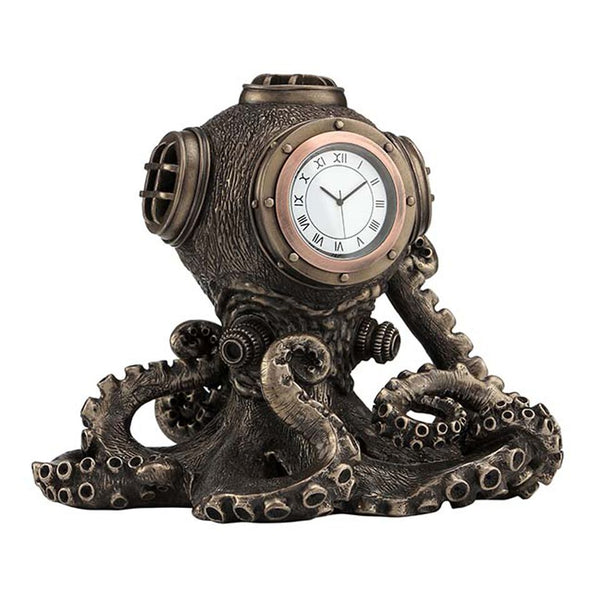 steampunk octopus diving bell clock - animal statue