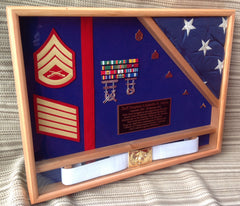 shadowbox with flag and belt