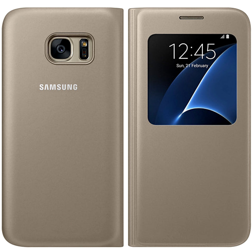 Emotie Normaal gesproken ui Official Samsung Galaxy S7 Edge S View Case Cover - Gold — Doohickey Hut