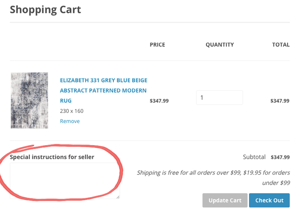 Rugs Of Beauty Shopping Cart Page Delivery Instructions - 2
