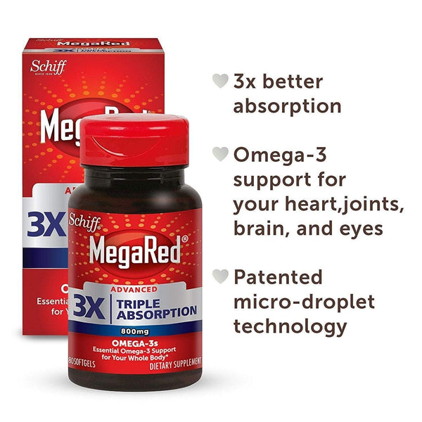 MegaRed Advanced Triple Fish Oil Supplement Support Heart, Joints, Brain, and Eyes