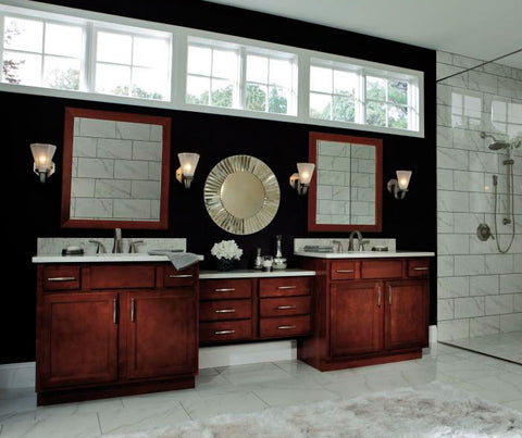 Aristokraft Birch Sinclair Bathroom Cabinets with Rouge Finish
