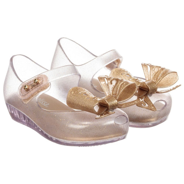 mini melissa gold glitter bow