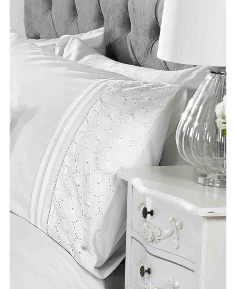 Everdean Floral Duvet Cover And Pillowcase Set White Ruffle