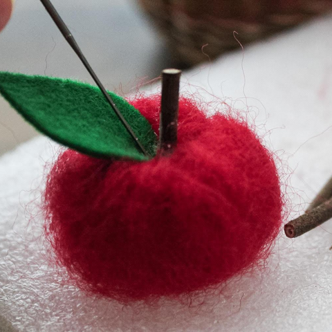 Placing the Stem - Wool Felt Apple - Bella Luna Toys