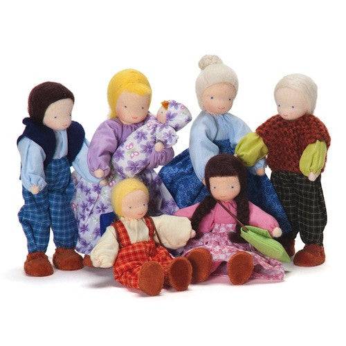 wooden dollhouse family