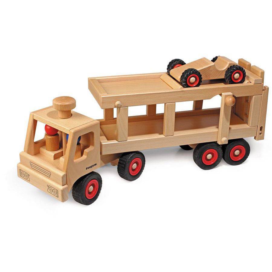 wooden car transporter toy