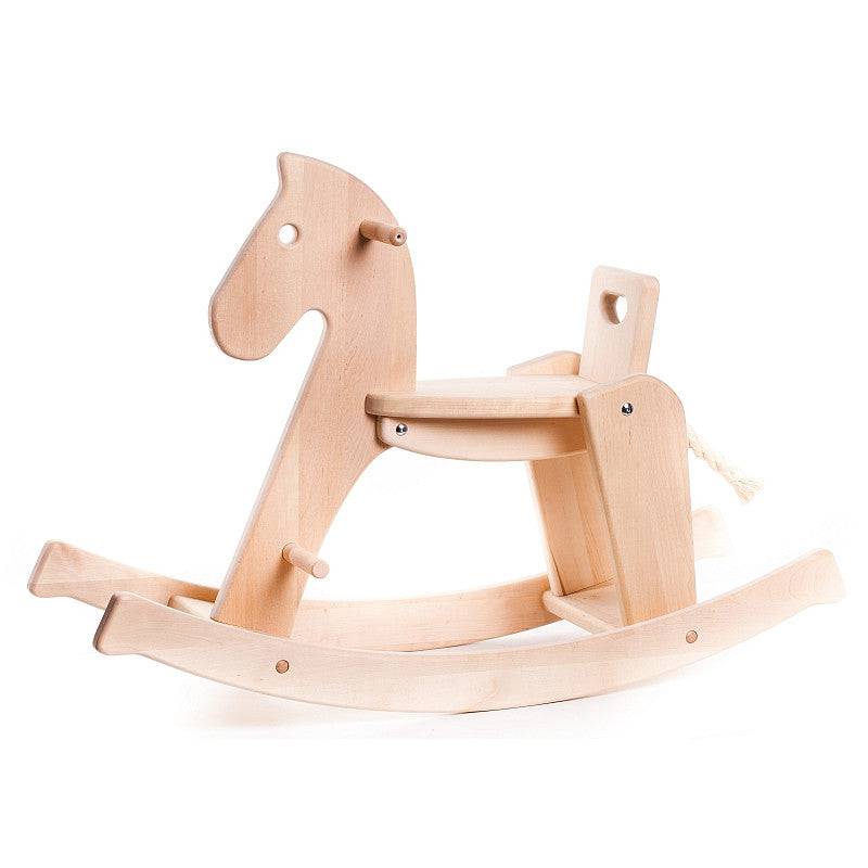 unfinished wooden rocking horse