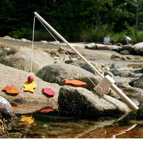 wooden fishing pole toy